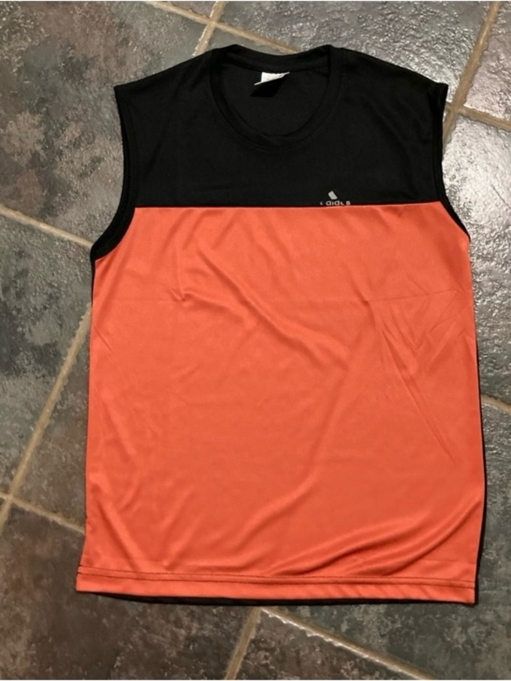 adidas Black & Orange Sleeveless Mens Muscle Shirt Size M